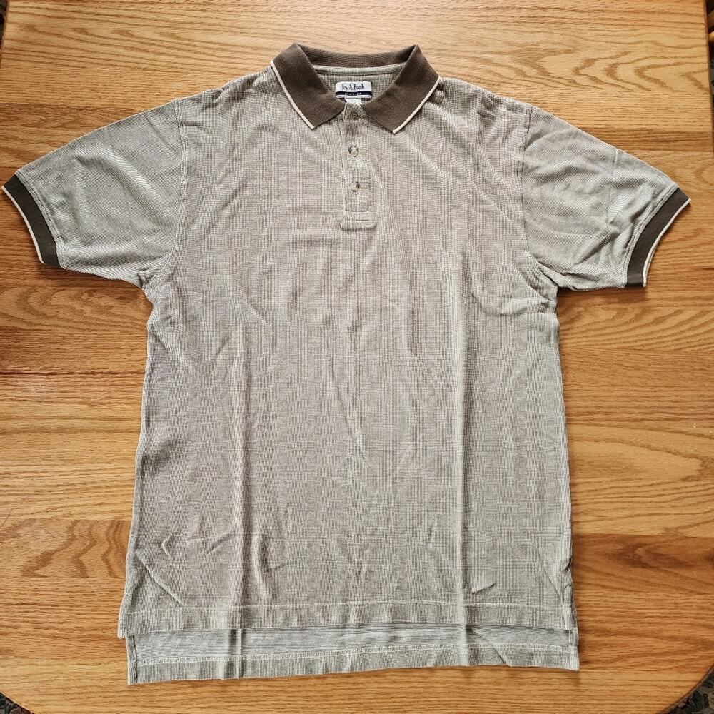 NWOT Jos. A. Bank Polo Shirt Brown and Cream Cotton Size Large